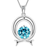 Zodiac Pisces Necklace March Birthstone Pendant Crystal - Necklaces - Aurora Tears